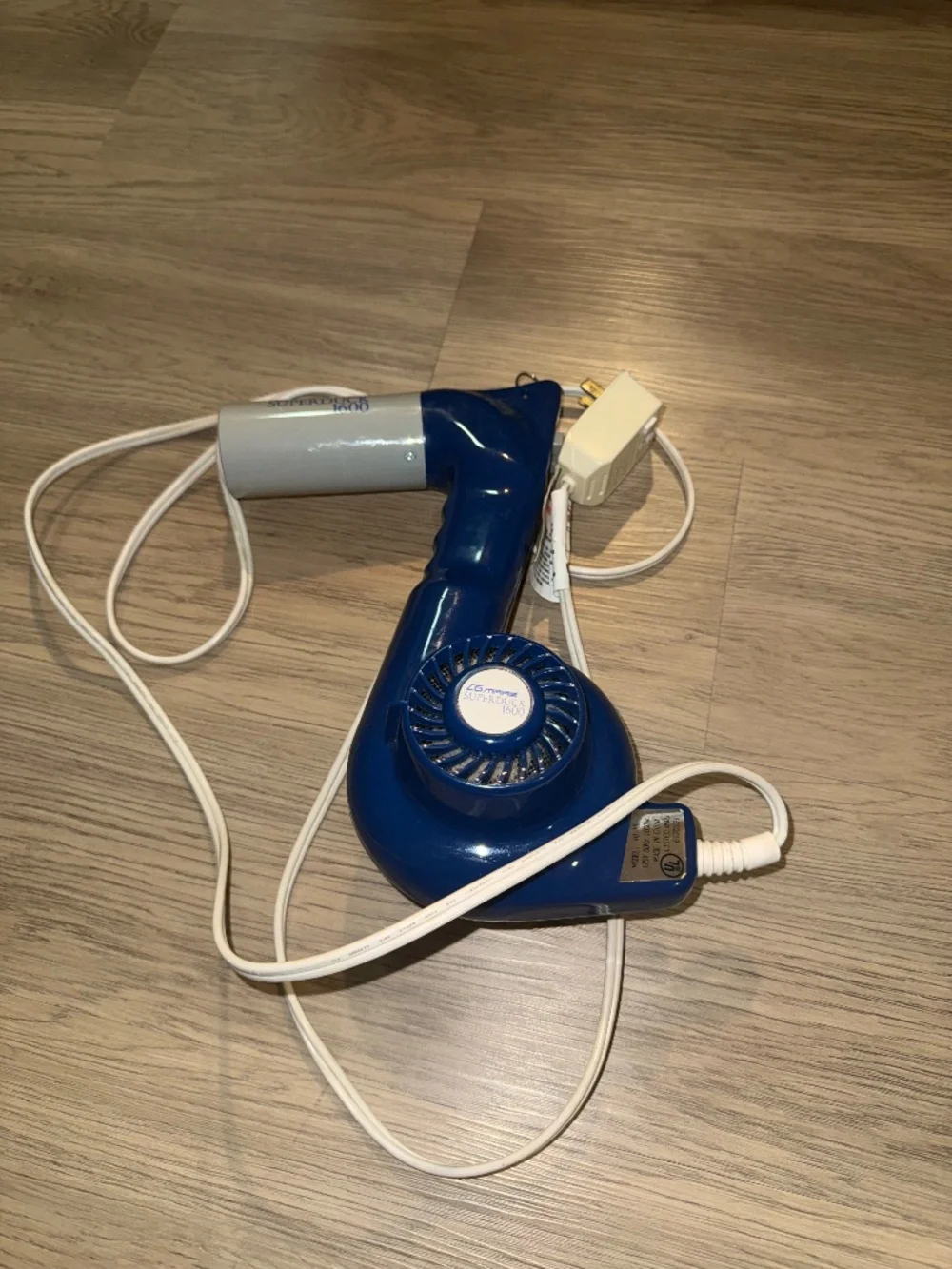 Vintage 1980s Conair SuperDuck 1600 Travel Hair Dryer Blue Silver Retro Tested